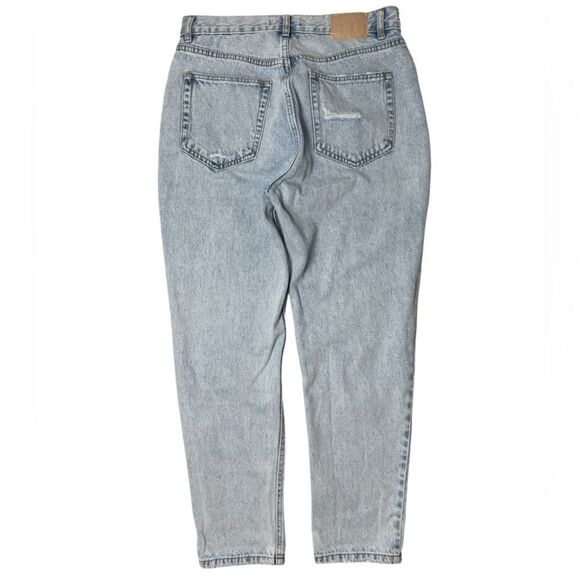 Pull&Bear Womens Light Wash Distressed Ankle Mom Jeans - Picture 6 of 7